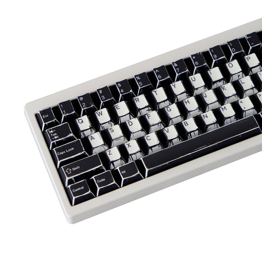 YMDK Black and White Comics Theme 141 keys PBT Keycap Top Print Dye Sub Cherry Profile Custom Keycaps for MX Mechanical Keyboard