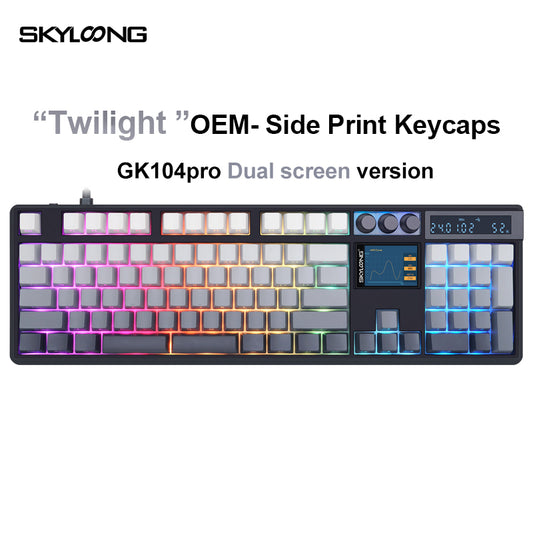 SKYLOONG GK104Pro Full-Size 3-Mode Wireless Mechanical Keyboard with 2.0 Screen 3 Knobs Hot-Swappable Side-Engraved PBT keycaps GK104 Pro Fully Assembly Keyboard