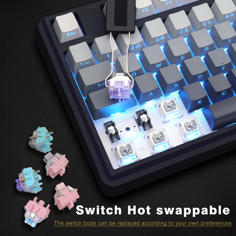 SKYLOONG GK104Pro Full-Size 3-Mode Wireless Mechanical Keyboard with 2.0 Screen 3 Knobs Hot-Swappable Side-Engraved PBT keycaps GK104 Pro Fully Assembly Keyboard