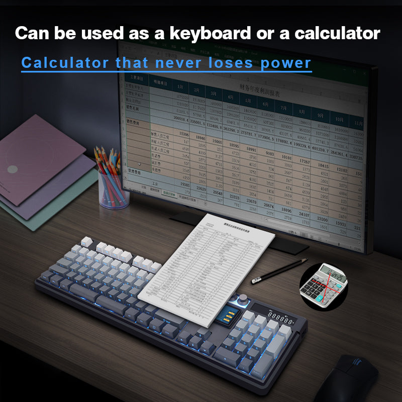 SKYLOONG GK104Pro Full-Size 3-Mode Wireless Mechanical Keyboard with 2.0 Screen 3 Knobs Hot-Swappable Side-Engraved PBT keycaps GK104 Pro Fully Assembly Keyboard