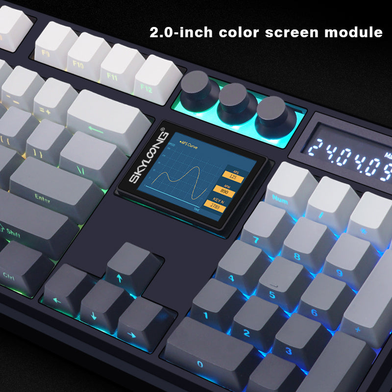 SKYLOONG GK104Pro Full-Size 3-Mode Wireless Mechanical Keyboard with 2.0 Screen 3 Knobs Hot-Swappable Side-Engraved PBT keycaps GK104 Pro Fully Assembly Keyboard