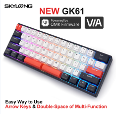 New GK61 Custom RGB Wired Hot-swappable Fully Programmable Gasket Keyboard Kit(ST main control MCU motherboard Support QMK VIA )