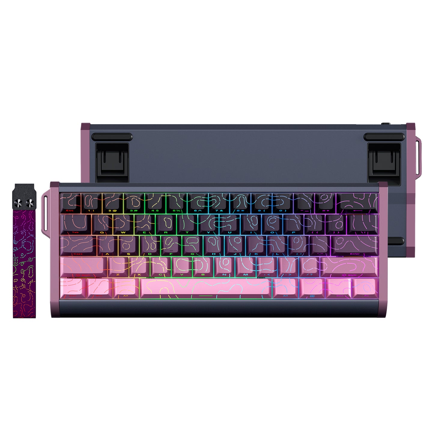 GK61HE 68HE Wired Magnetic Switch Aluminum Case Keyboard Sidelit Double Shot PBT Shine Through Contour Lines Keycaps Keyboards