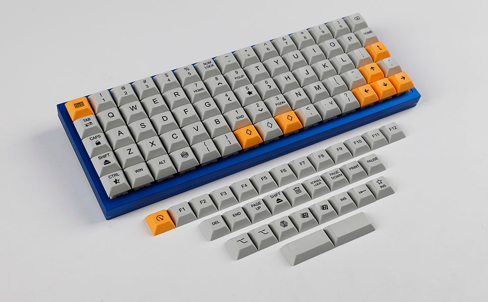 YMDK DSA Profile Gray Orange 107 Keycaps(Dye Sub PBT 1.4mm Thickness/Ortholinear XD75 ID75 Planck Preonic Niu40 Using)