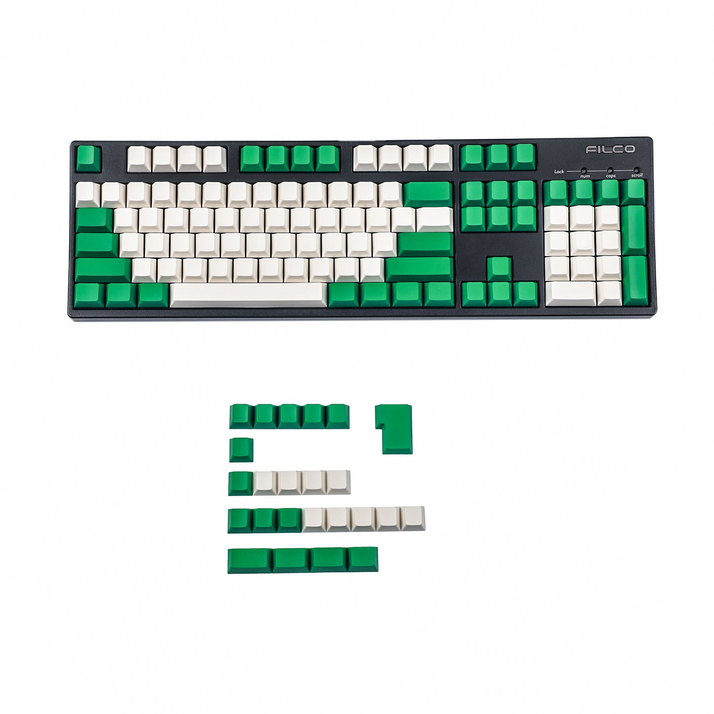 YMDK Green White 128 Keys Japanese or Blank Keycaps(Cherry Profile Dye Sub 1.5 mm Thickness PBT/ANSI ISO)