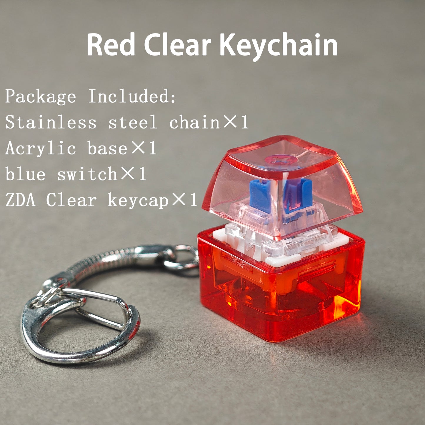 YMDK Mechanical Switch Key Toy Keychain 1U Acrylic Custom Stress Relief Gifts Toys For Keyboard Switches Tester Kit Without LED Light