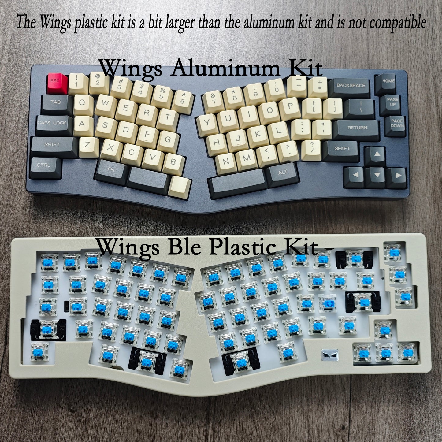 YMDK Wings Ble Bluetooth Wired Retro Hot Swappable Alice Gasket Mechanical Keyboard Kit( VIA Type C PCB Plastic Case )