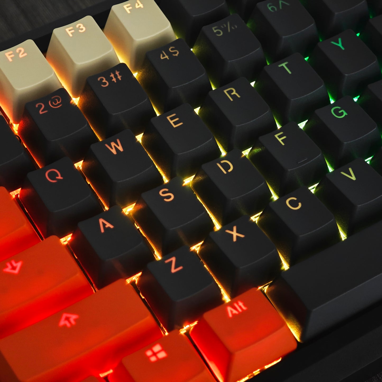 Carbon Miami PBT Double Shot Cherry Profile ANSI Backlit Keycaps for MX Mechanical Keyboard Melody 96 KBD75 68 61 87 104 Keychron(Only Keycap) (Carbon)