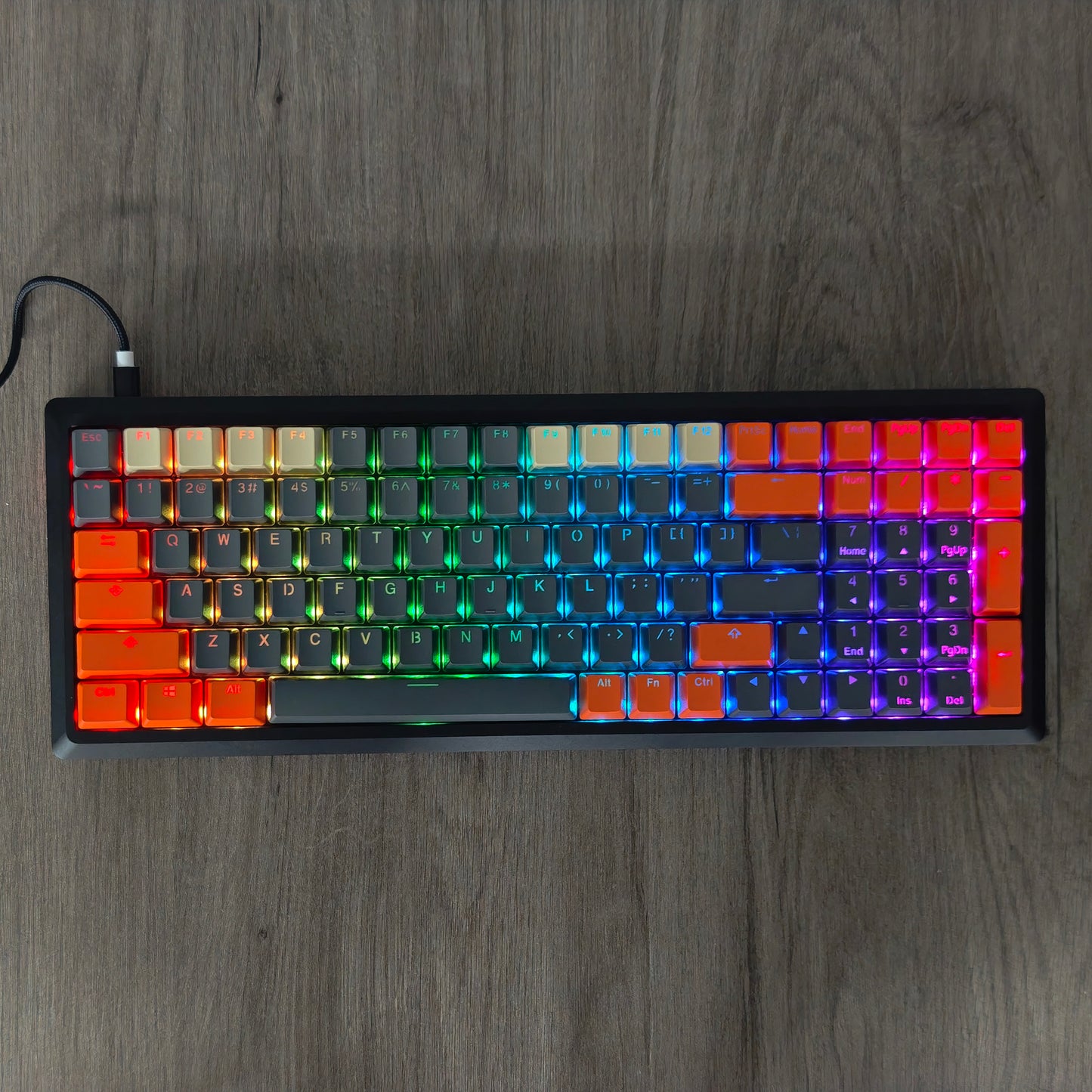 Carbon Miami PBT Double Shot Cherry Profile ANSI Backlit Keycaps for MX Mechanical Keyboard Melody 96 KBD75 68 61 87 104 Keychron(Only Keycap) (Carbon)