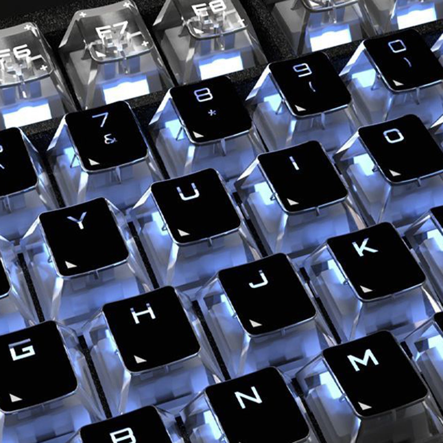 YMDK 126 Keys Black White Clear PC Cherry Profile PC Shine Through UV Top Print Keycaps for 61/84/87/104/108 MX Mechanical Keyboards