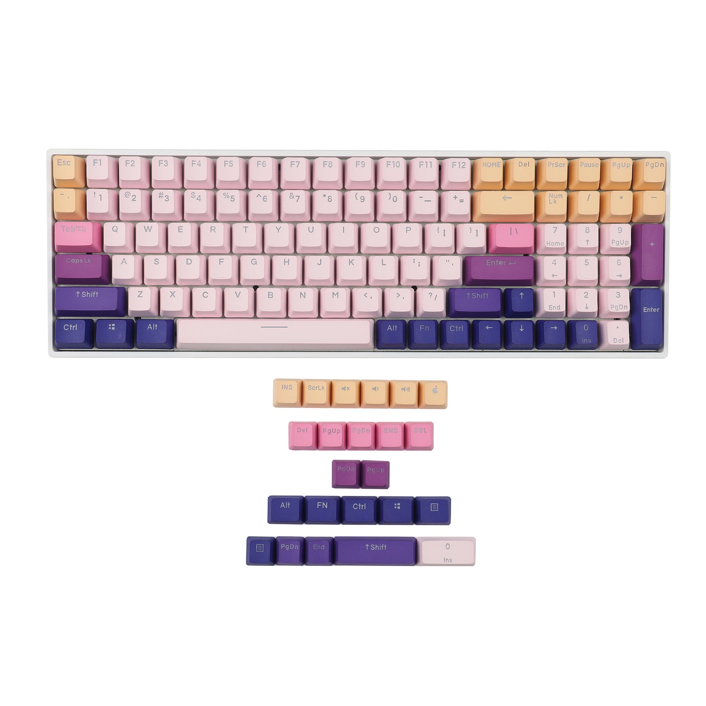 YMDK Lavender 122 Backlit Keycaps(Double Shot OEM Profile/104 87 84 68 Using)