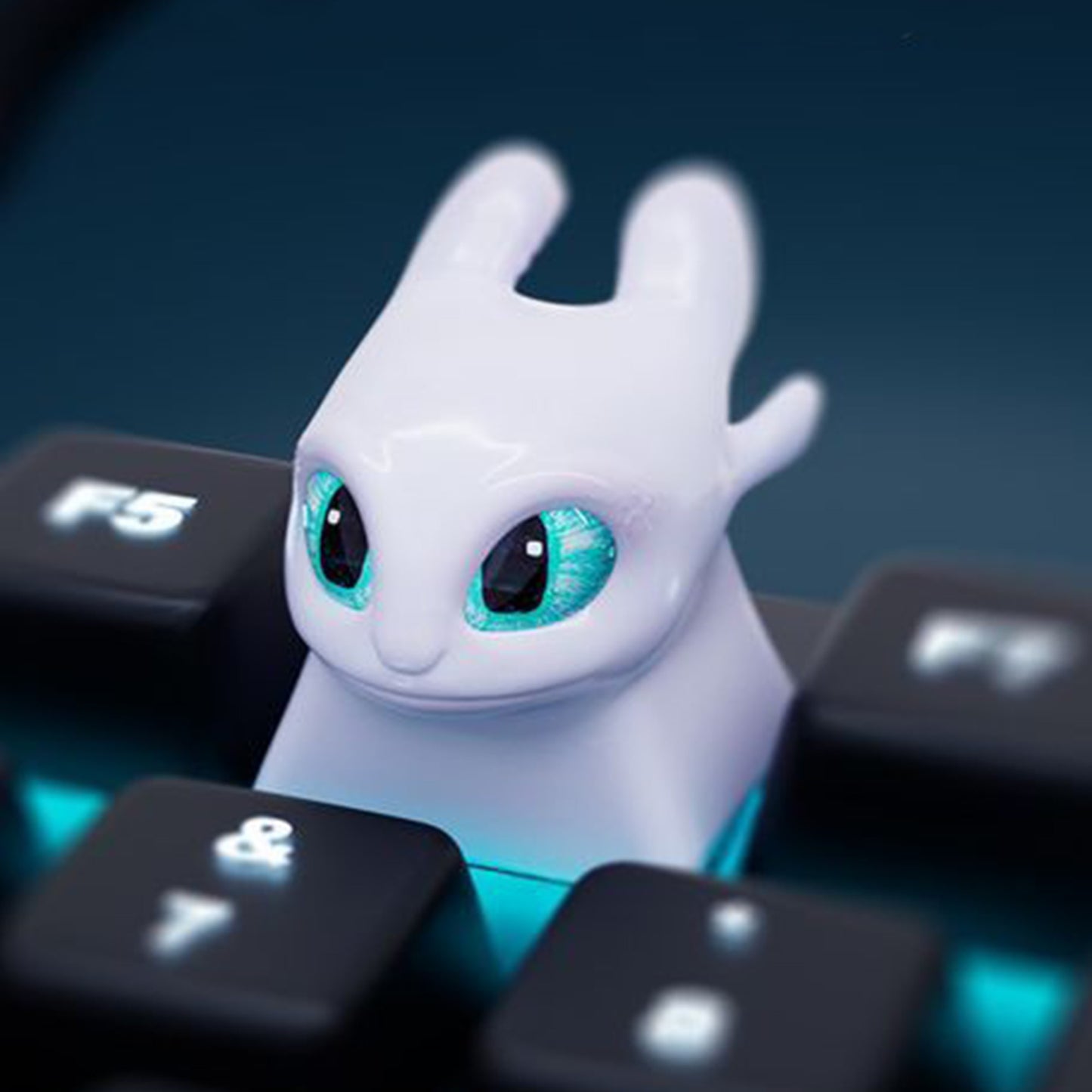 YMDK Black White Dragon Novelty Keycap Personalized Handmade Resin Creativity Custom Keycaps for MX Mechanical Keyboards