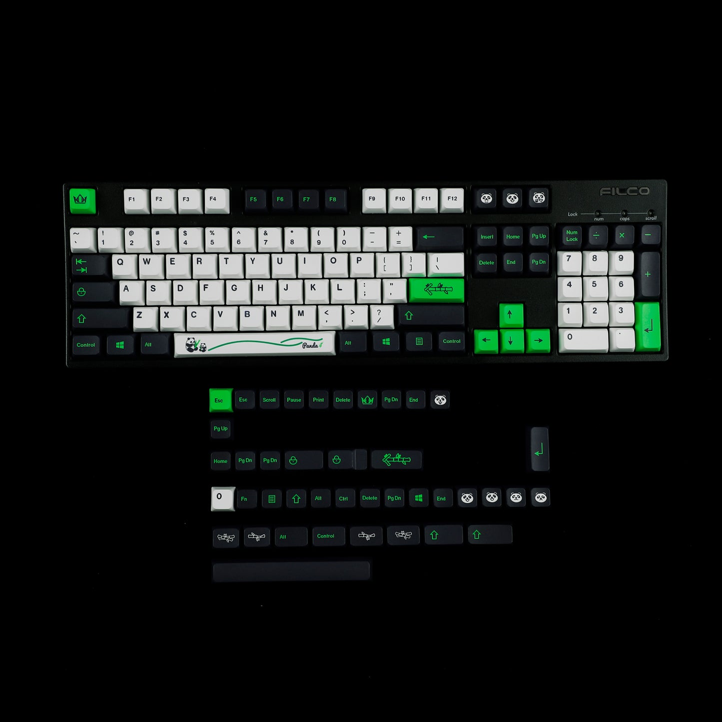 YMDK Panda 141 Keycaps(Dye Sub MDA Profile 1.55mm)