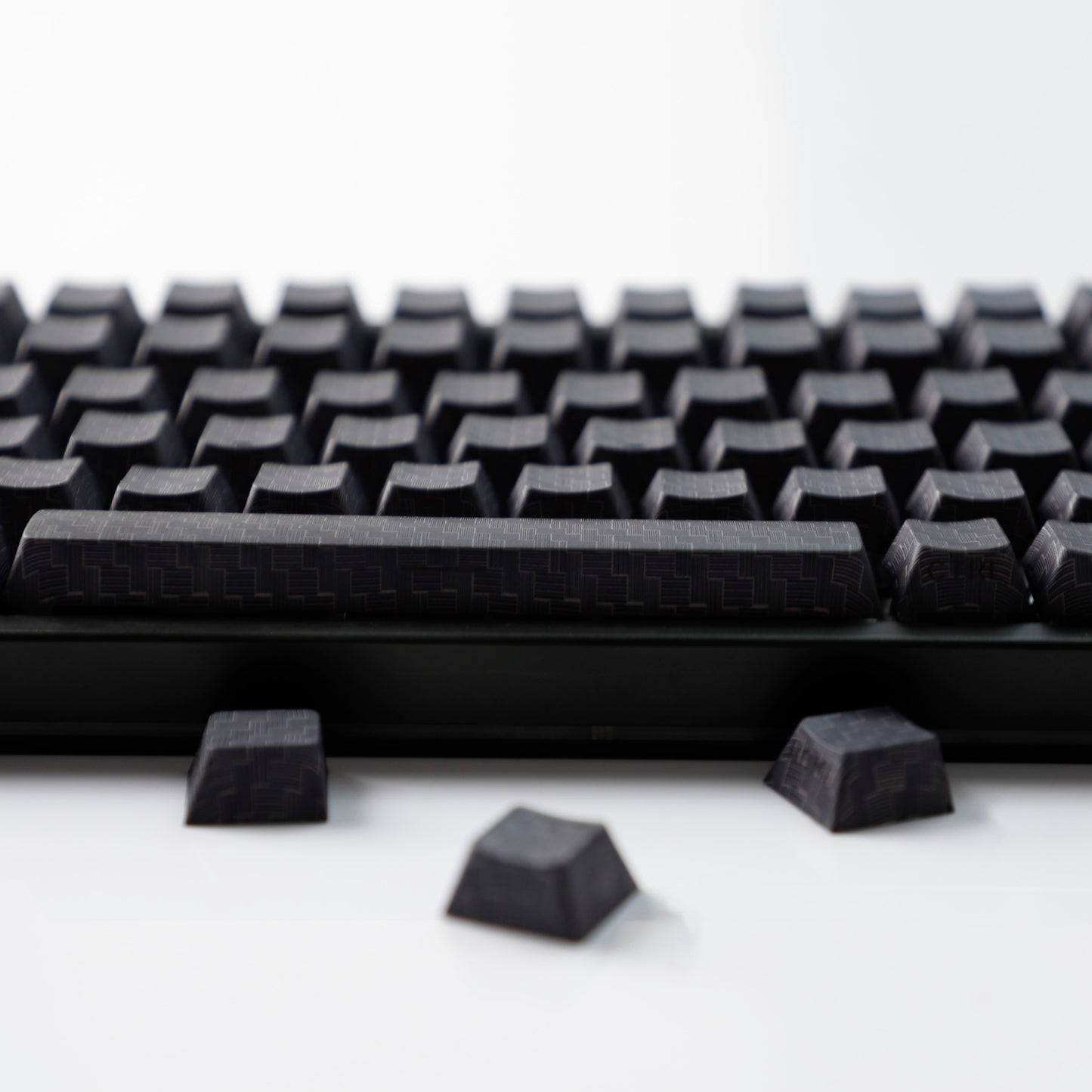 YMDK 100 Key Carbon Fiber Texture Key Caps Black Sidelit PBT Cherry Profile Custom Keycap for 61/64/68/84/87 MX Mechanical Keyboards