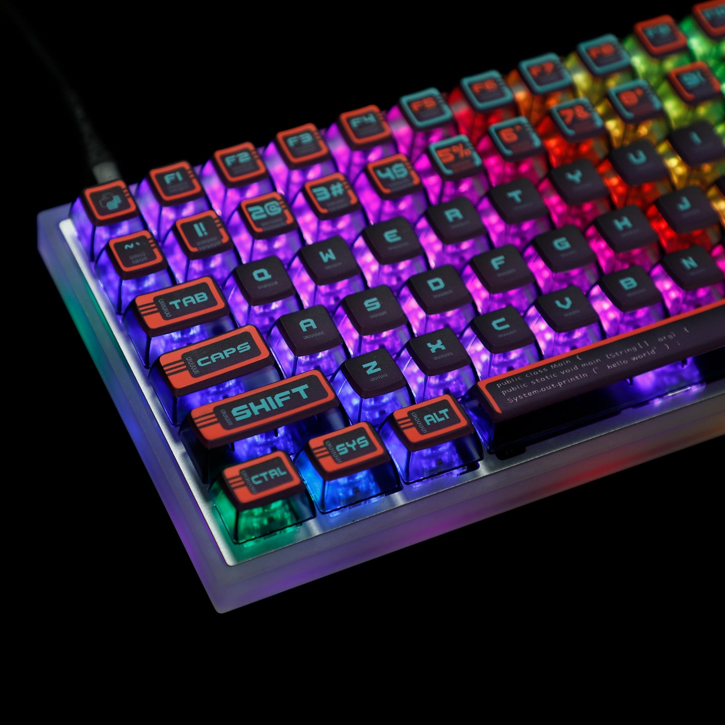 YMDK Red Cyber Style Pudding Smoky Keycaps(ASA Profile PBT Backlit)