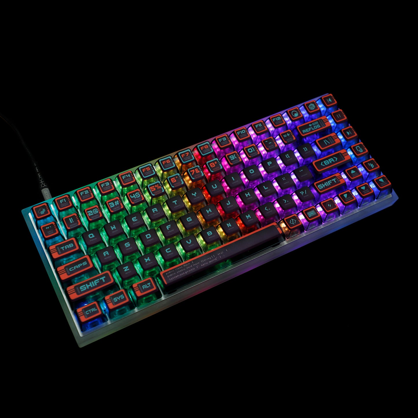 YMDK Red Cyber Style Pudding Smoky Keycaps(ASA Profile PBT Backlit)