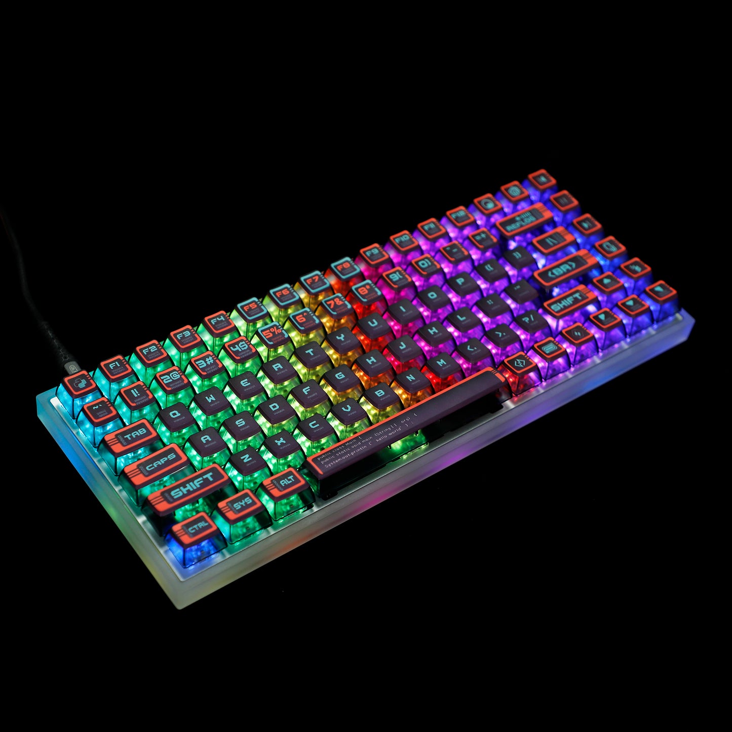 YMDK Red Cyber Style Pudding Smoky Keycaps(ASA Profile PBT Backlit)