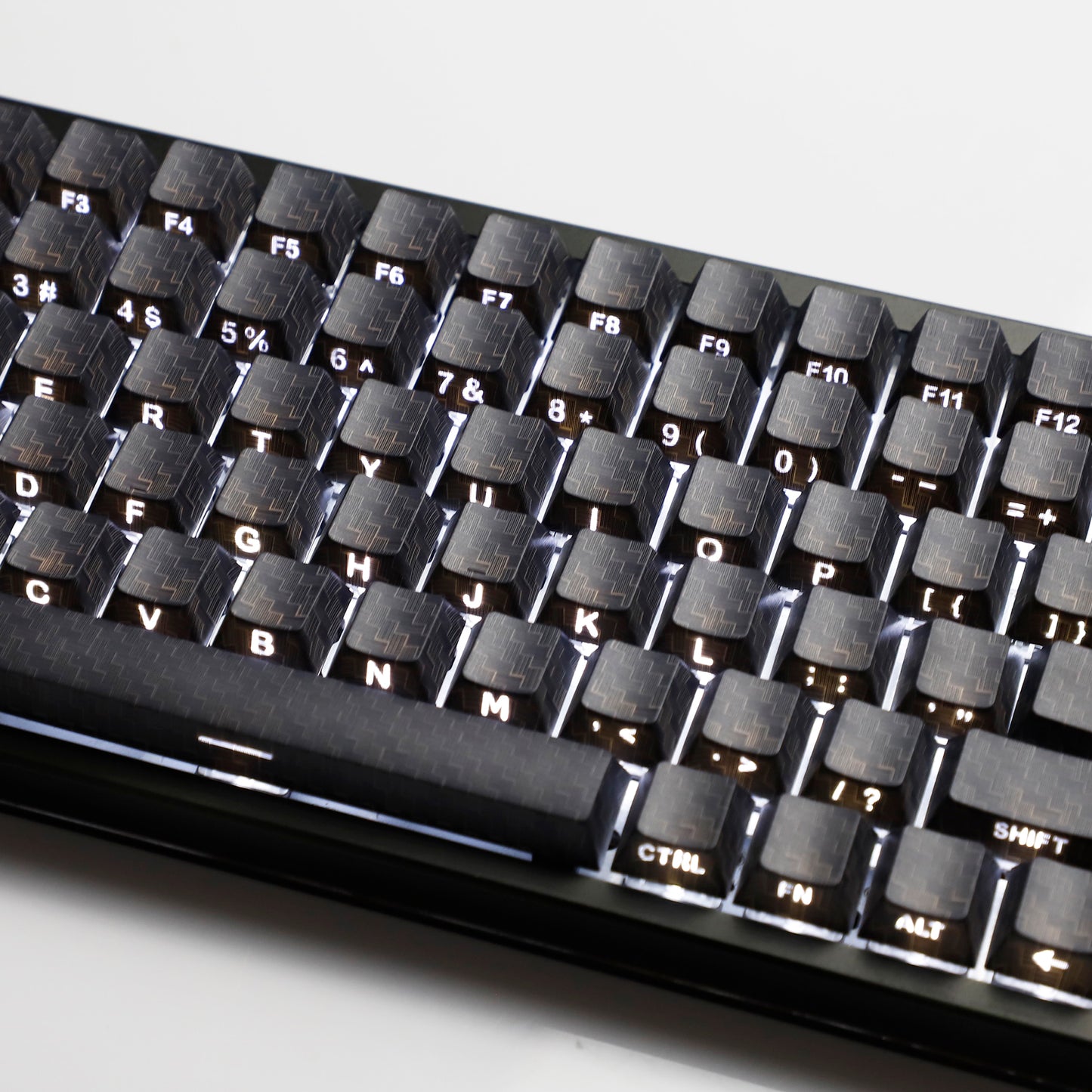 YMDK 100 Key Carbon Fiber Texture Key Caps Black Sidelit PBT Cherry Profile Custom Keycap for 61/64/68/84/87 MX Mechanical Keyboards