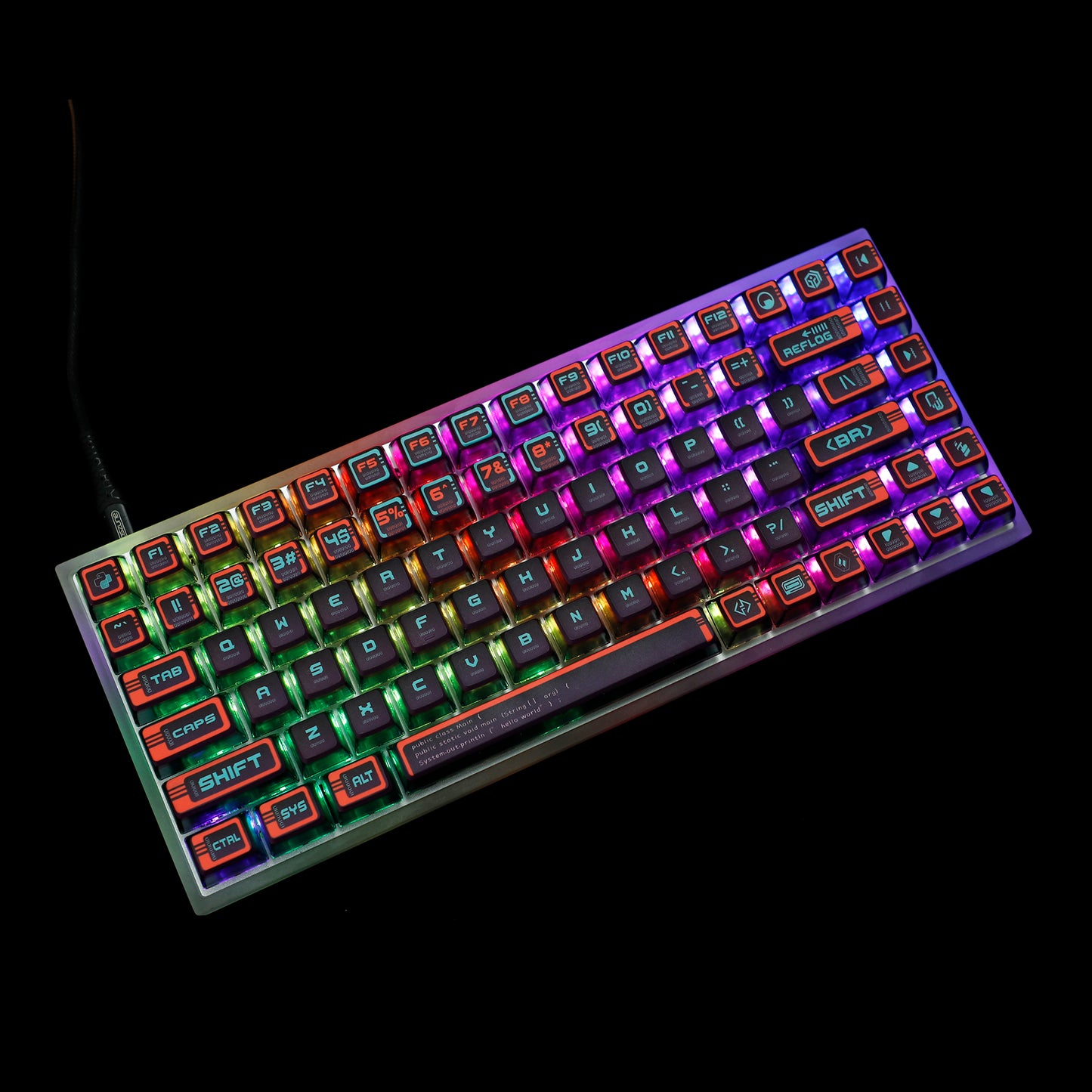 YMDK Red Cyber Style Pudding Smoky Keycaps(ASA Profile PBT Backlit)