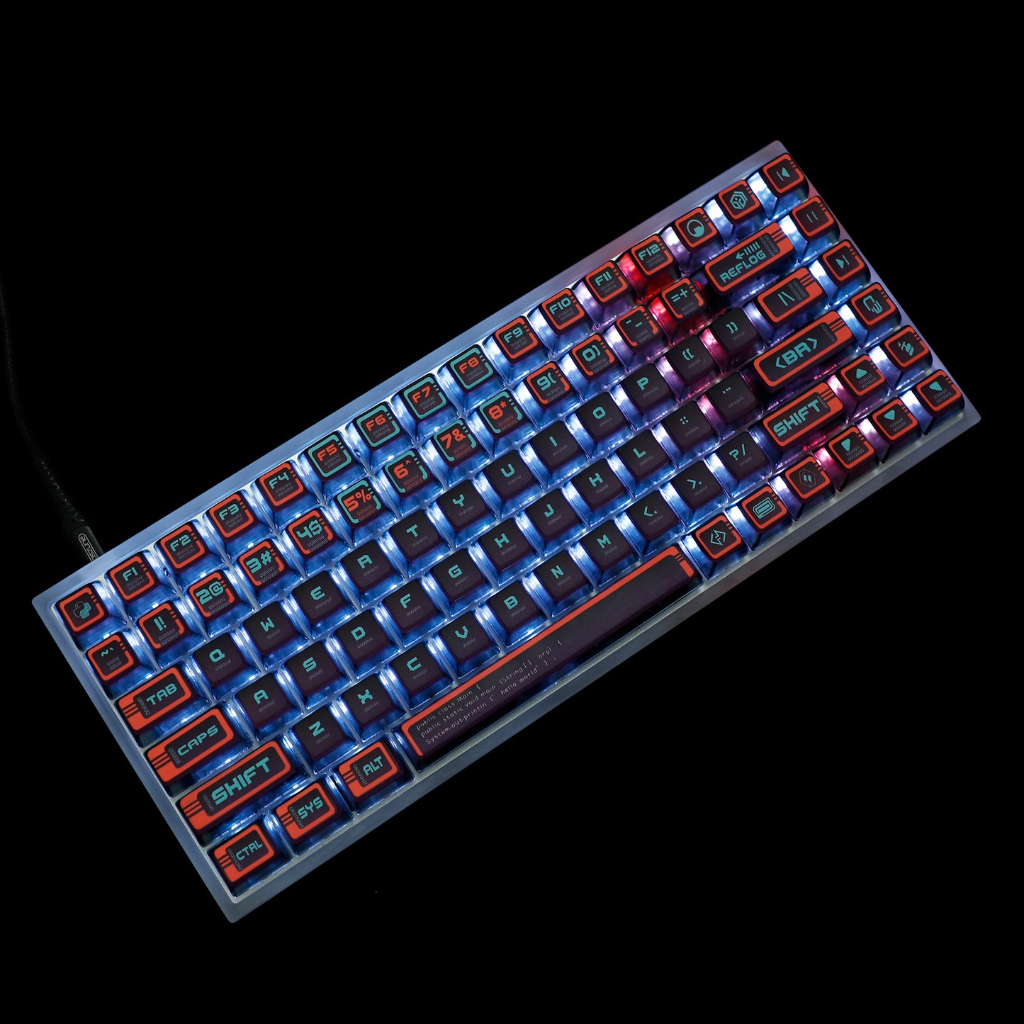 YMDK Red Cyber Style Pudding Smoky Keycaps(ASA Profile PBT Backlit)