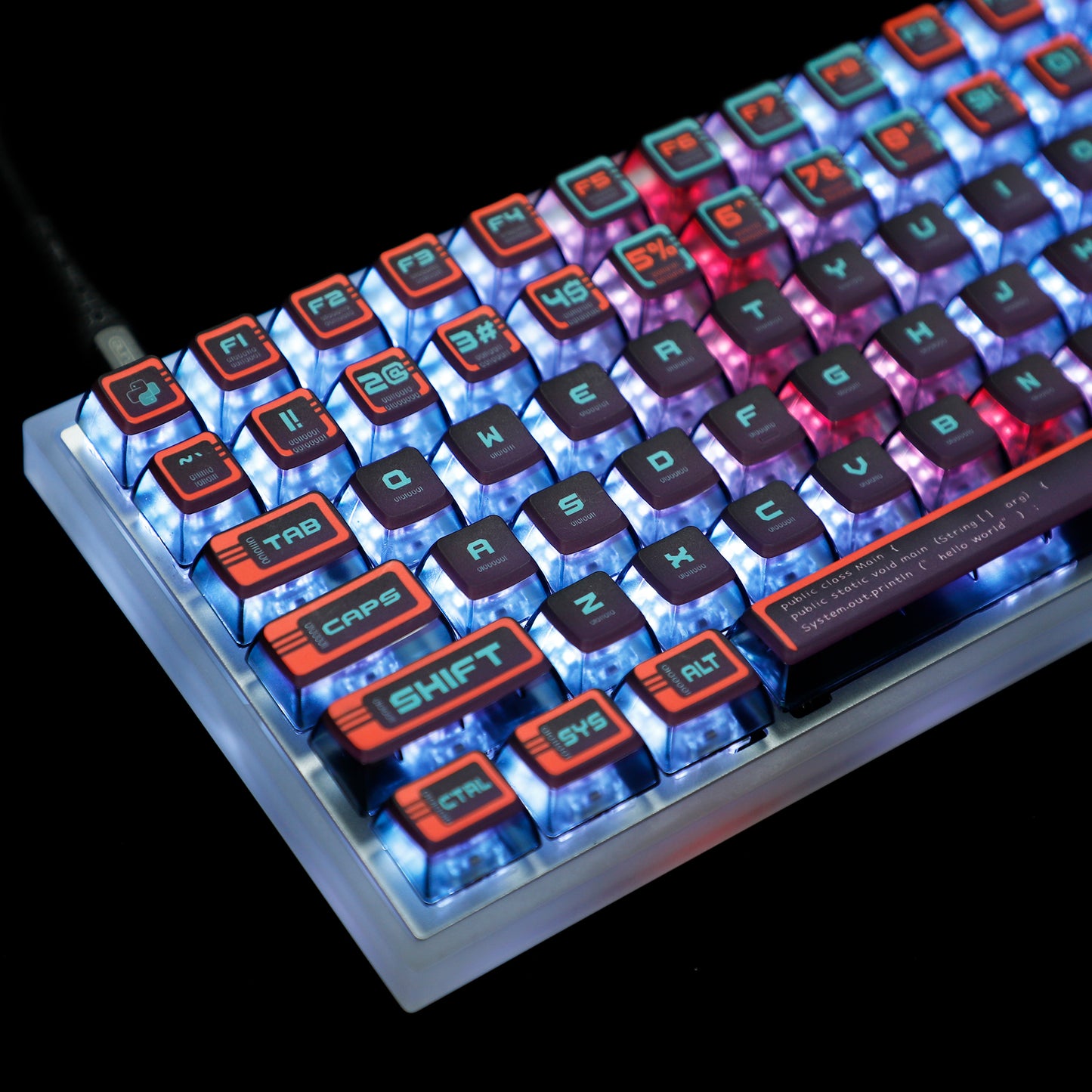 YMDK Red Cyber Style Pudding Smoky Keycaps(ASA Profile PBT Backlit)