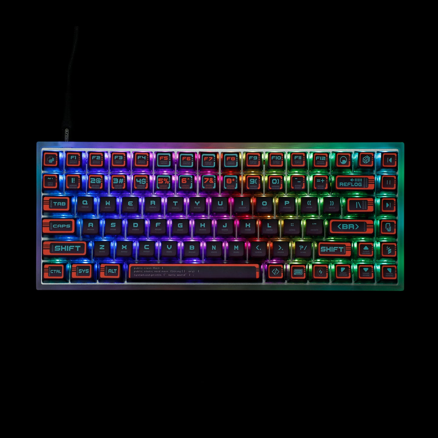 YMDK Red Cyber Style Pudding Smoky Keycaps(ASA Profile PBT Backlit)