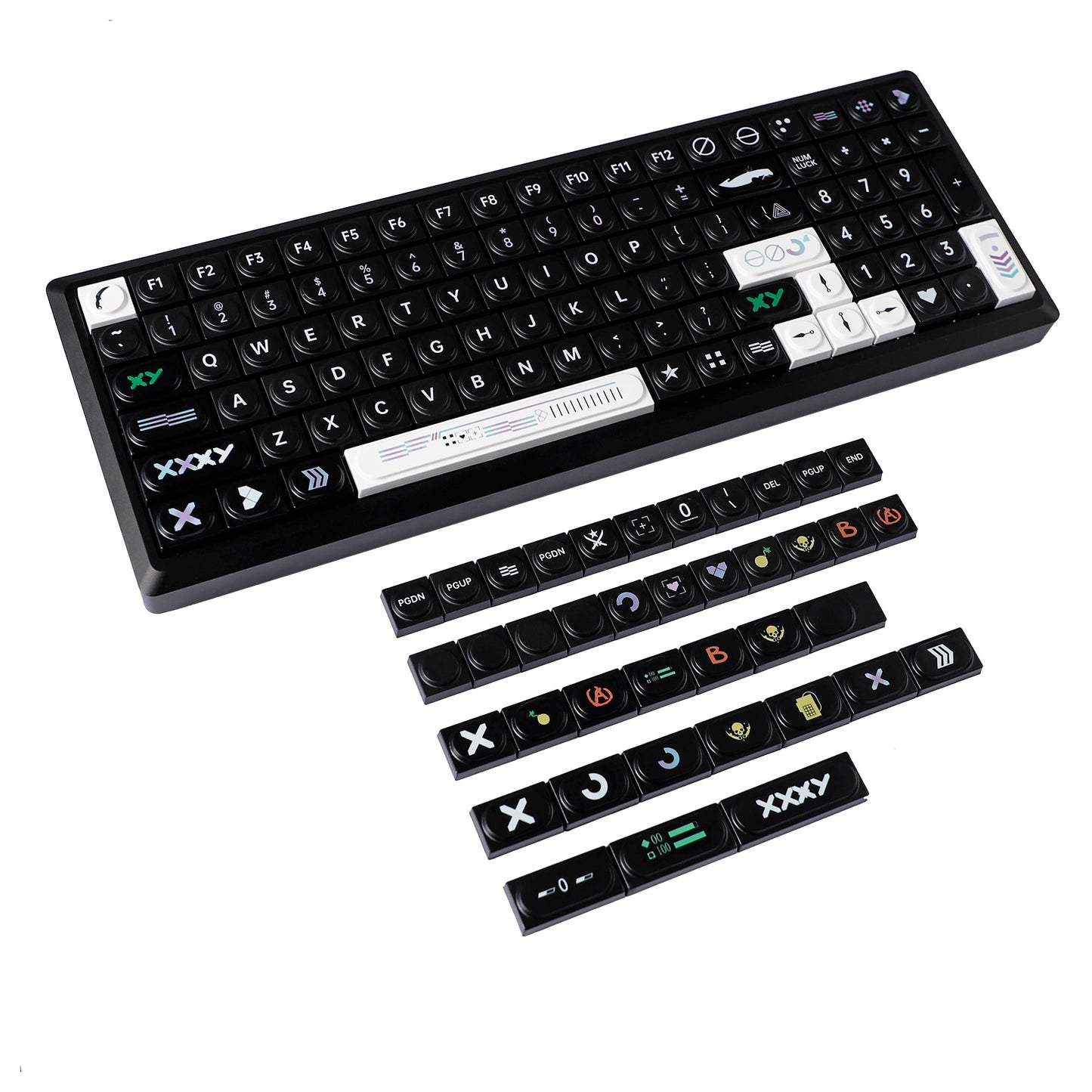 YMDK Bricks Full Set 138 keys Keycaps Classic Blocks Theme Color UV Print Frosted Low Profile Keycap for Mechanical Keyboard 104 87 84 68 61