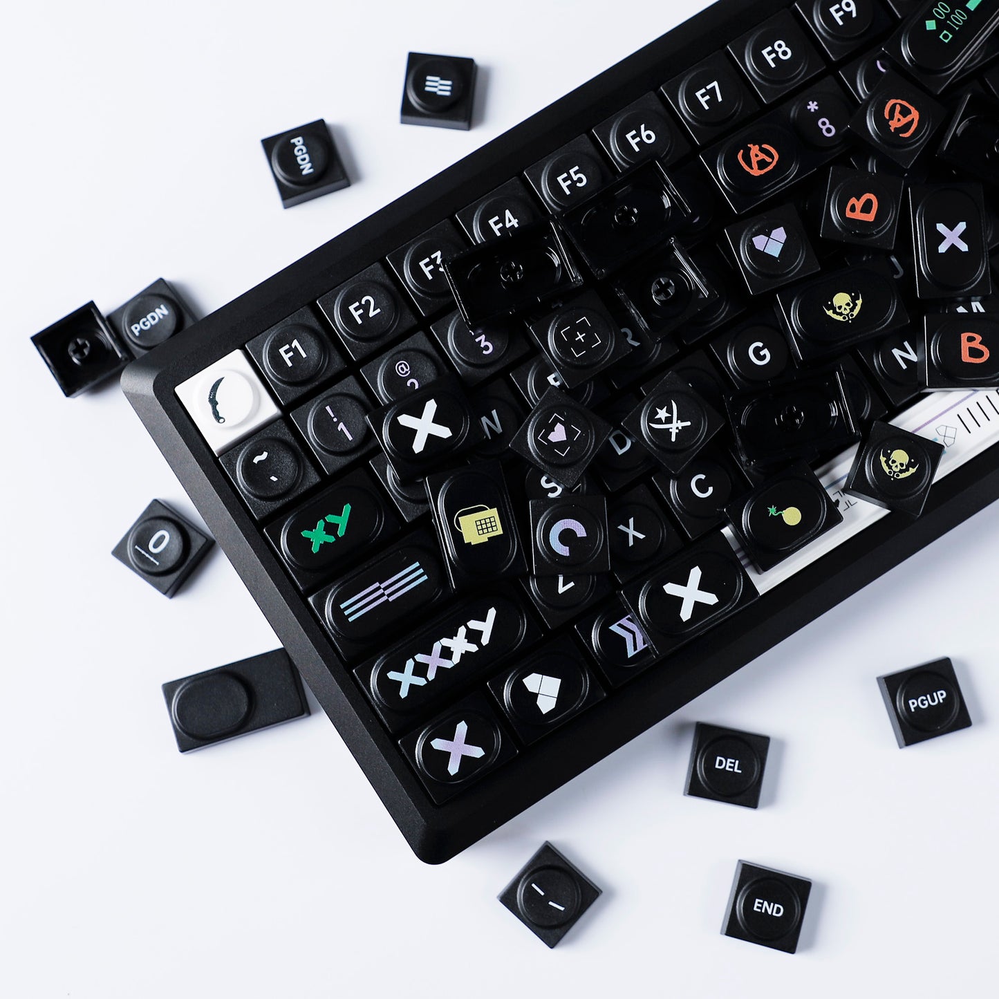 YMDK Bricks Full Set 138 keys Keycaps Classic Blocks Theme Color UV Print Frosted Low Profile Keycap for Mechanical Keyboard 104 87 84 68 61