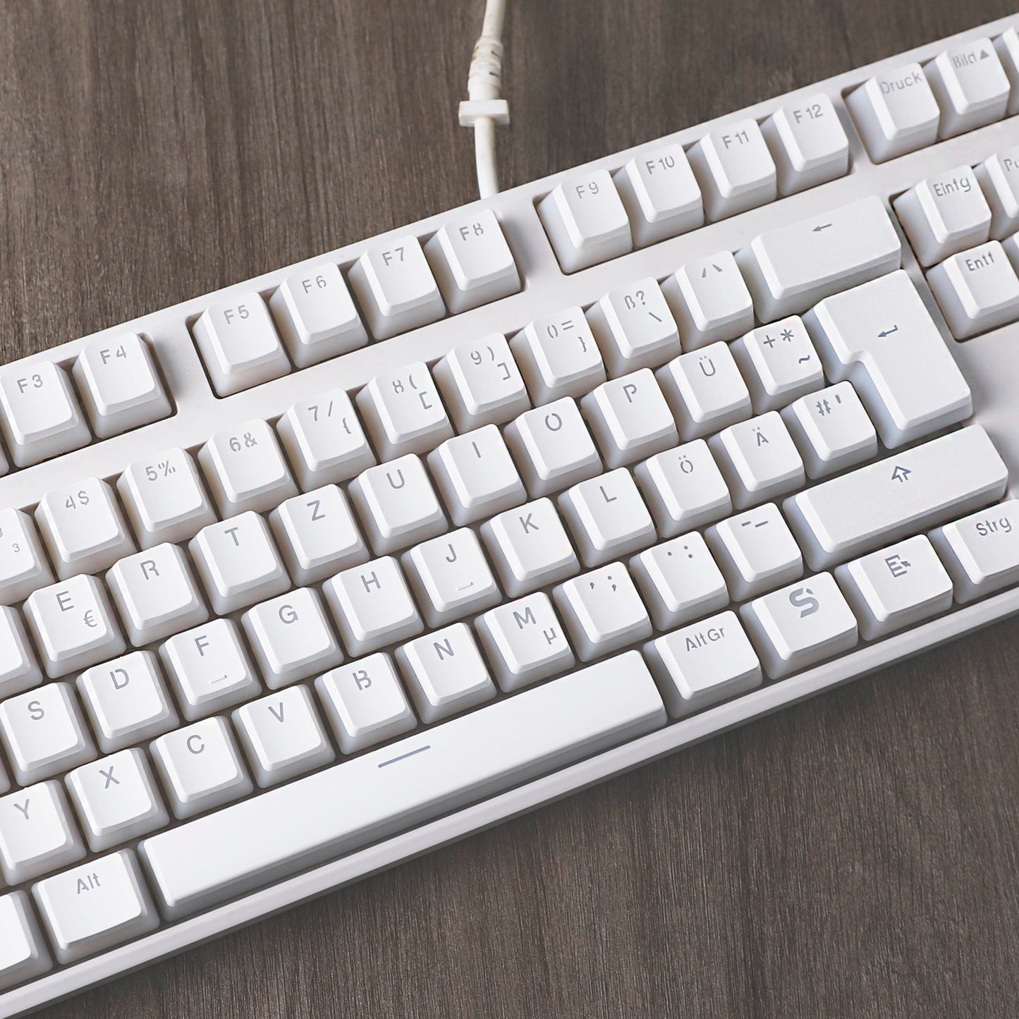 YMDK White Pudding Full Set German ISO QWERTZ Double Shot PBT Shine Through OEM Profile Keycap set For MX Switches Mechanical Keyboard