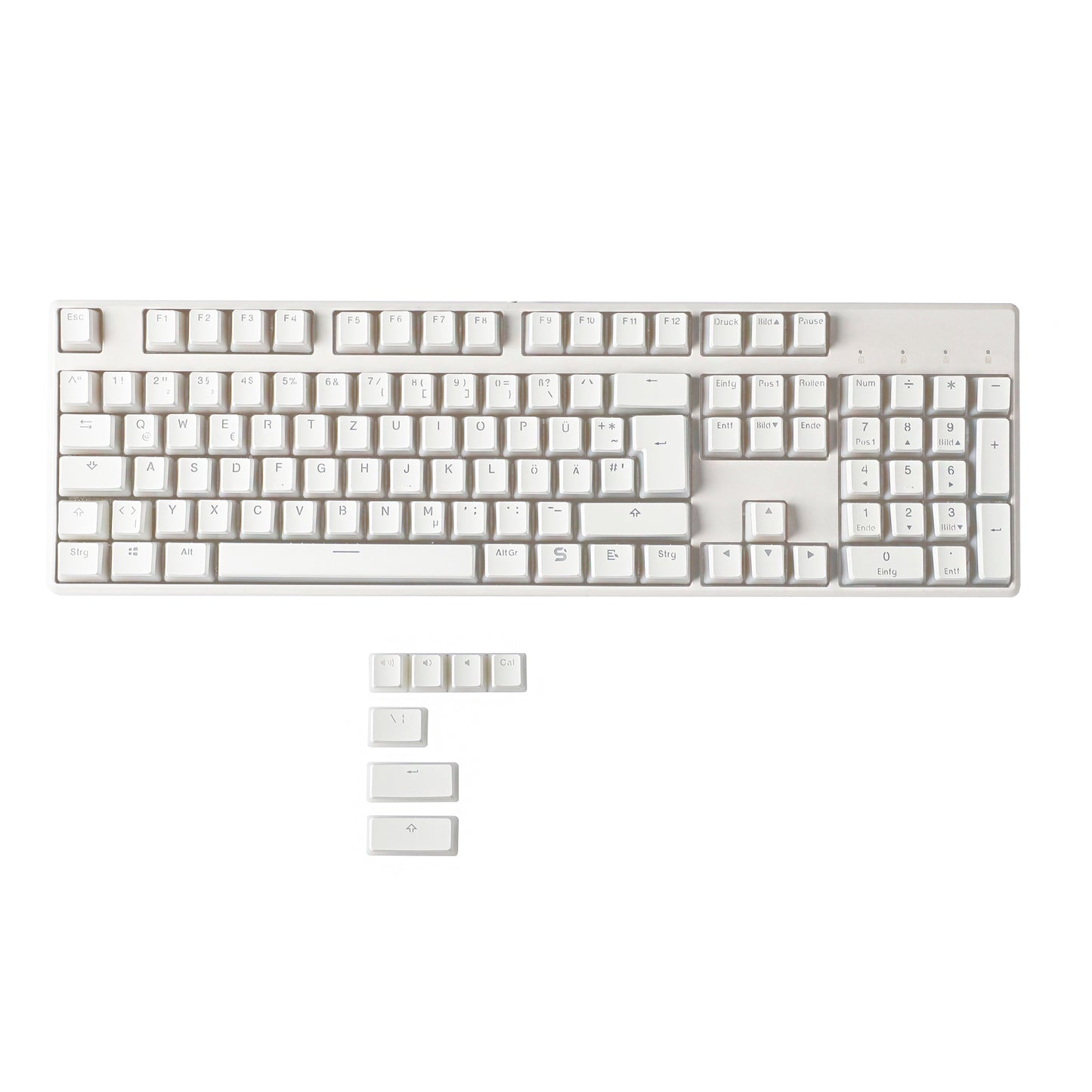 YMDK White Pudding Full Set German ISO QWERTZ Double Shot PBT Shine Through OEM Profile Keycap set For MX Switches Mechanical Keyboard