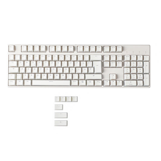 YMDK White Pudding Full Set German ISO QWERTZ Double Shot PBT Shine Through OEM Profile Keycap set For MX Switches Mechanical Keyboard