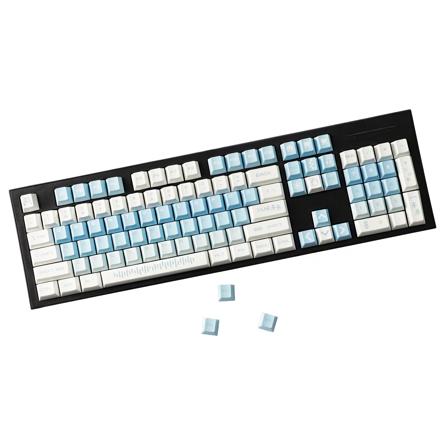 YMDK 143 Snow Future keycaps Little Snowman Cute Minimalist Style Cherry Profile Dye Sub Custom Keycap for 75/87/98/104/108 MX Mechanical Keyboard