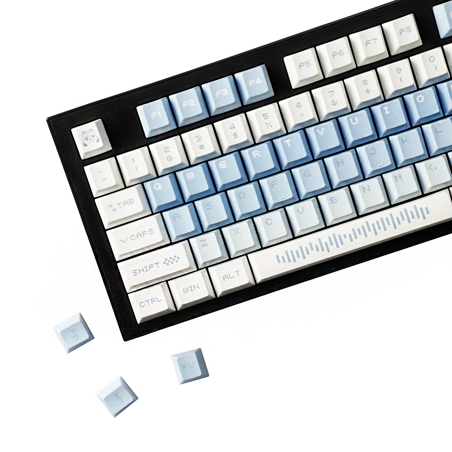YMDK 143 Snow Future keycaps Little Snowman Cute Minimalist Style Cherry Profile Dye Sub Custom Keycap for 75/87/98/104/108 MX Mechanical Keyboard