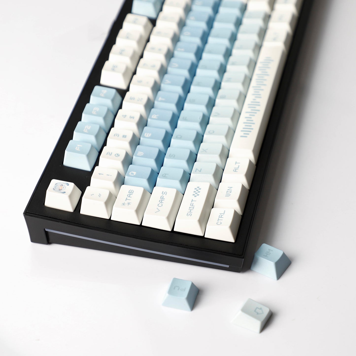 YMDK 143 Snow Future keycaps Little Snowman Cute Minimalist Style Cherry Profile Dye Sub Custom Keycap for 75/87/98/104/108 MX Mechanical Keyboard