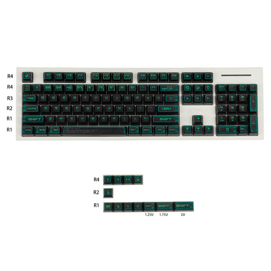 YMDK Green Cyber Style Pudding Smoky Keycaps（ASA Profile PBT Backlit）