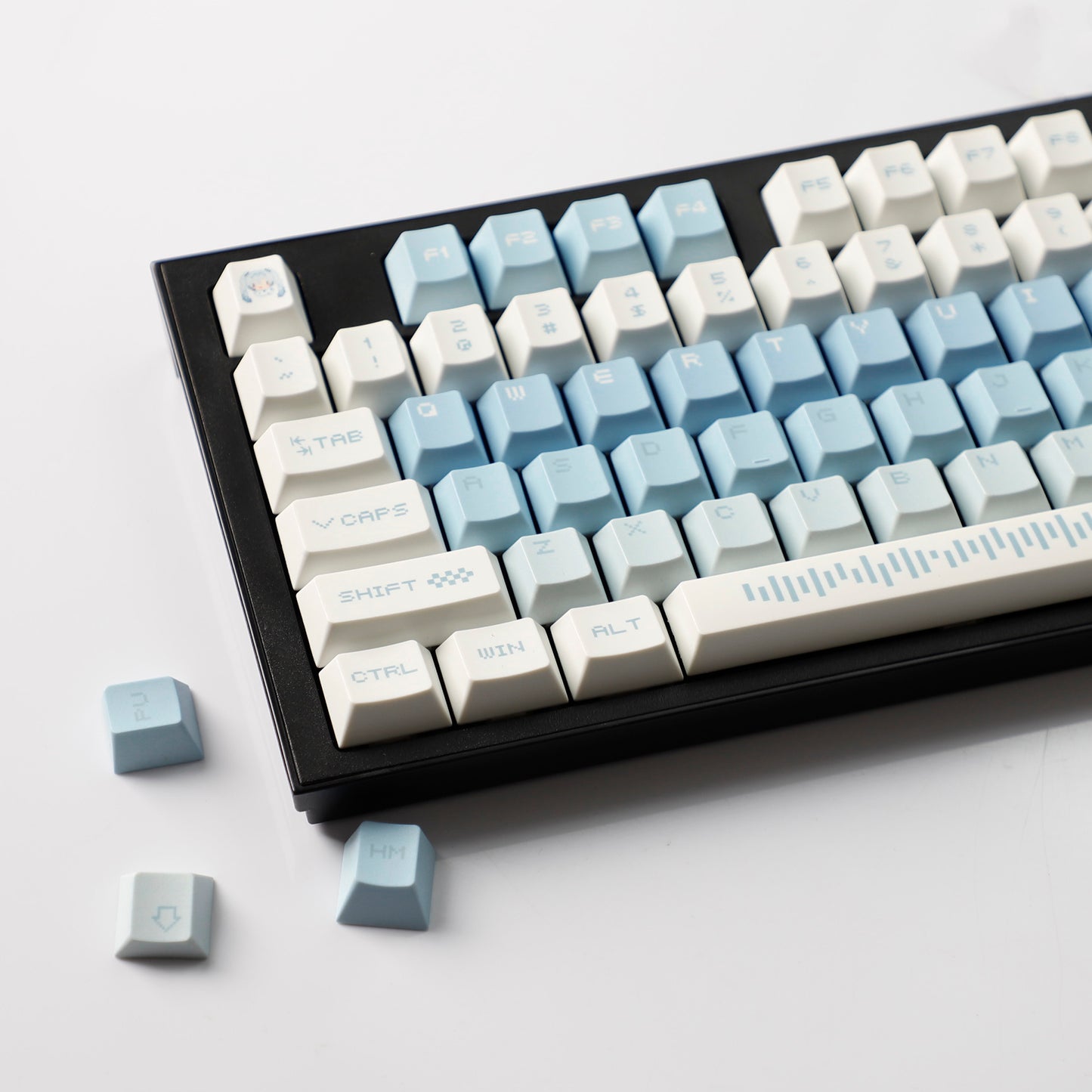 YMDK 143 Snow Future keycaps Little Snowman Cute Minimalist Style Cherry Profile Dye Sub Custom Keycap for 75/87/98/104/108 MX Mechanical Keyboard