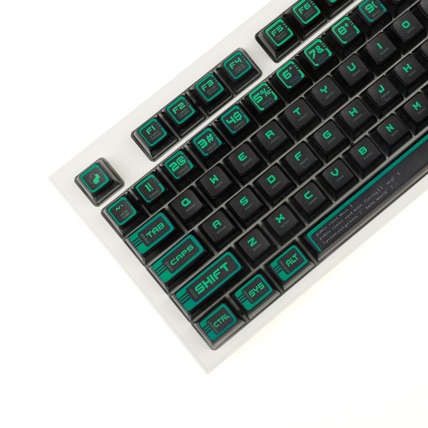 YMDK Green Cyber Style Pudding Smoky Keycaps(ASA Profile PBT Backlit)