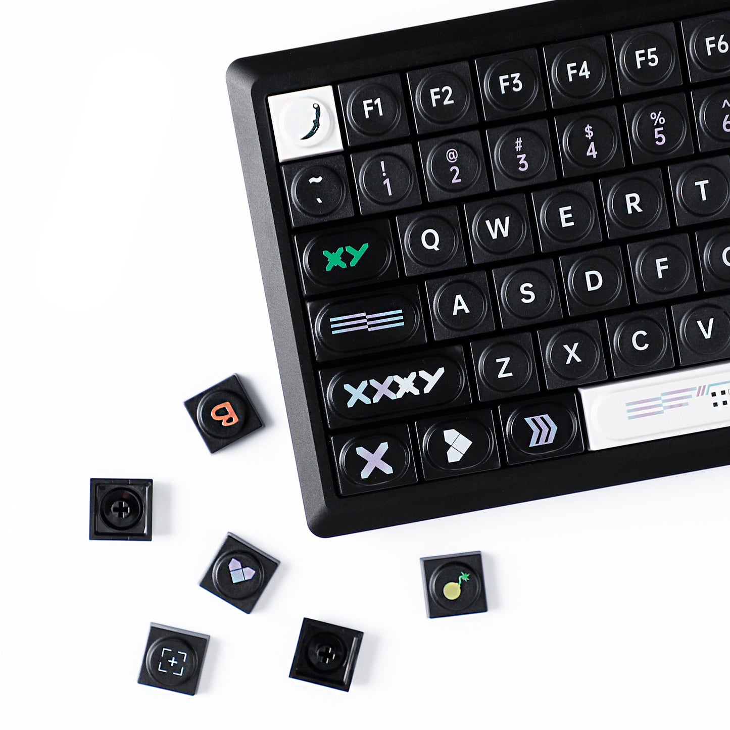 YMDK Bricks Full Set 138 keys Keycaps Classic Blocks Theme Color UV Print Frosted Low Profile Keycap for Mechanical Keyboard 104 87 84 68 61