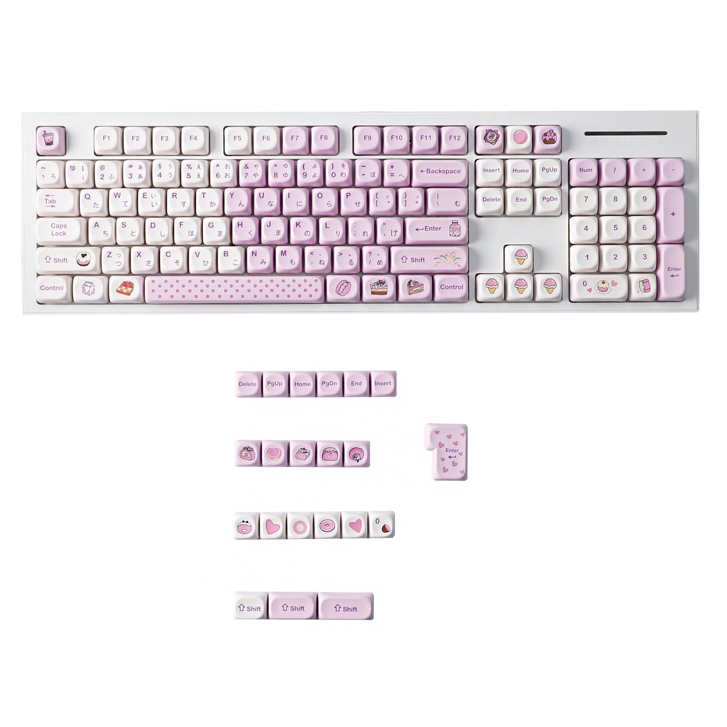 YMDK Taro Paste Bobo Theme Keycap 125 keys MOA Profile PBT Material Dye Sub Keycaps for 61/68/84/87/98/100 MX Mechanical Keyboard