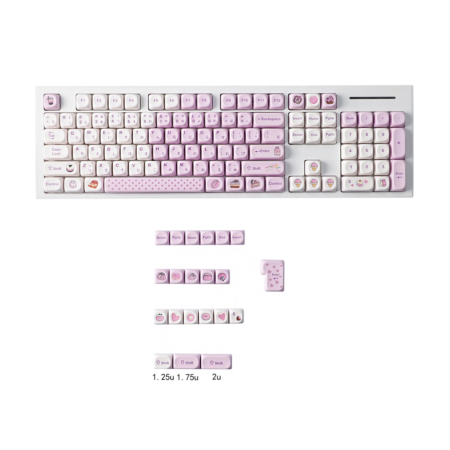 YMDK Taro Paste Bobo Theme Keycap 125 keys MOA Profile PBT Material Dye Sub Keycaps for 61/68/84/87/98/100 MX Mechanical Keyboard