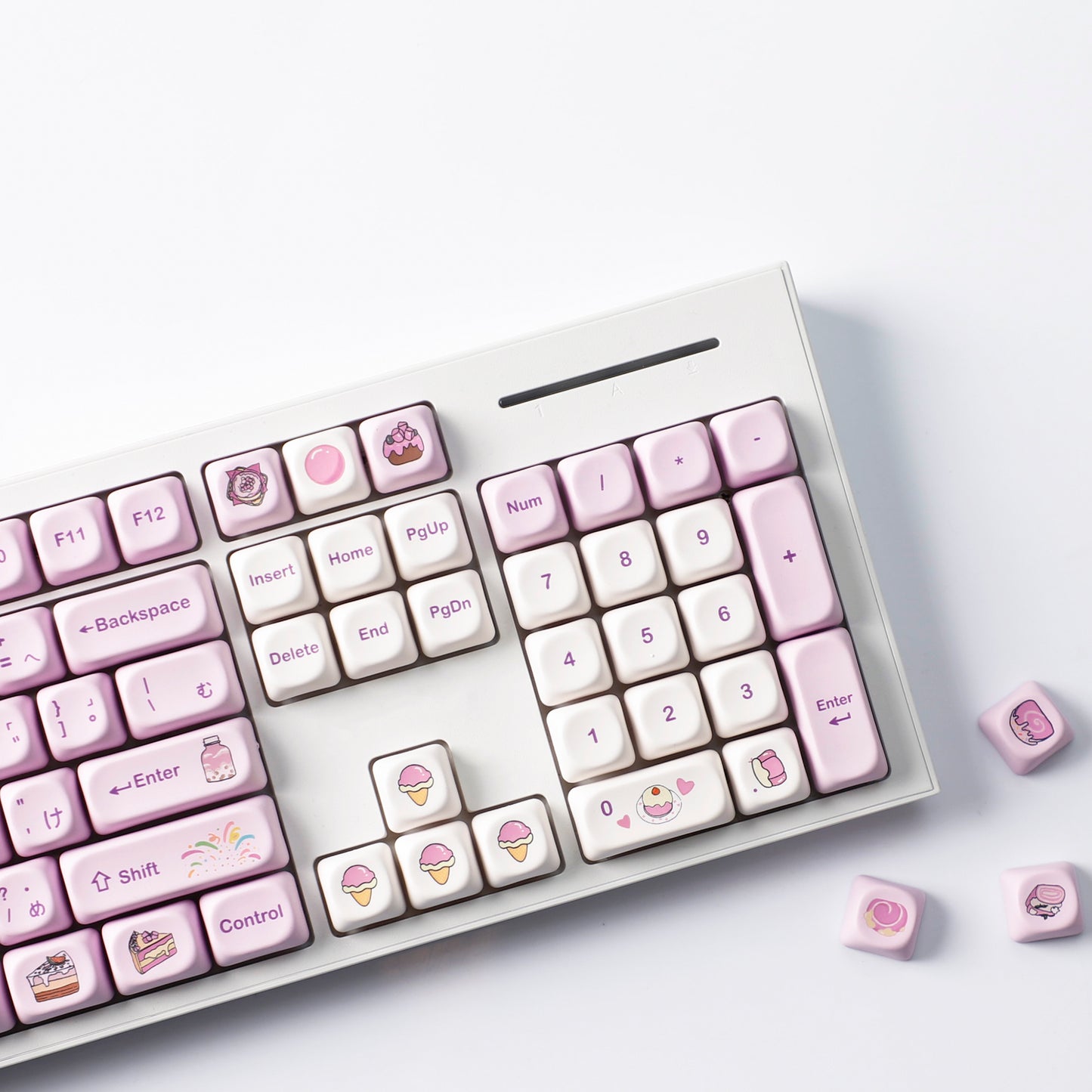 YMDK Taro Paste Bobo Theme Keycap 125 keys MOA Profile PBT Material Dye Sub Keycaps for 61/68/84/87/98/100 MX Mechanical Keyboard