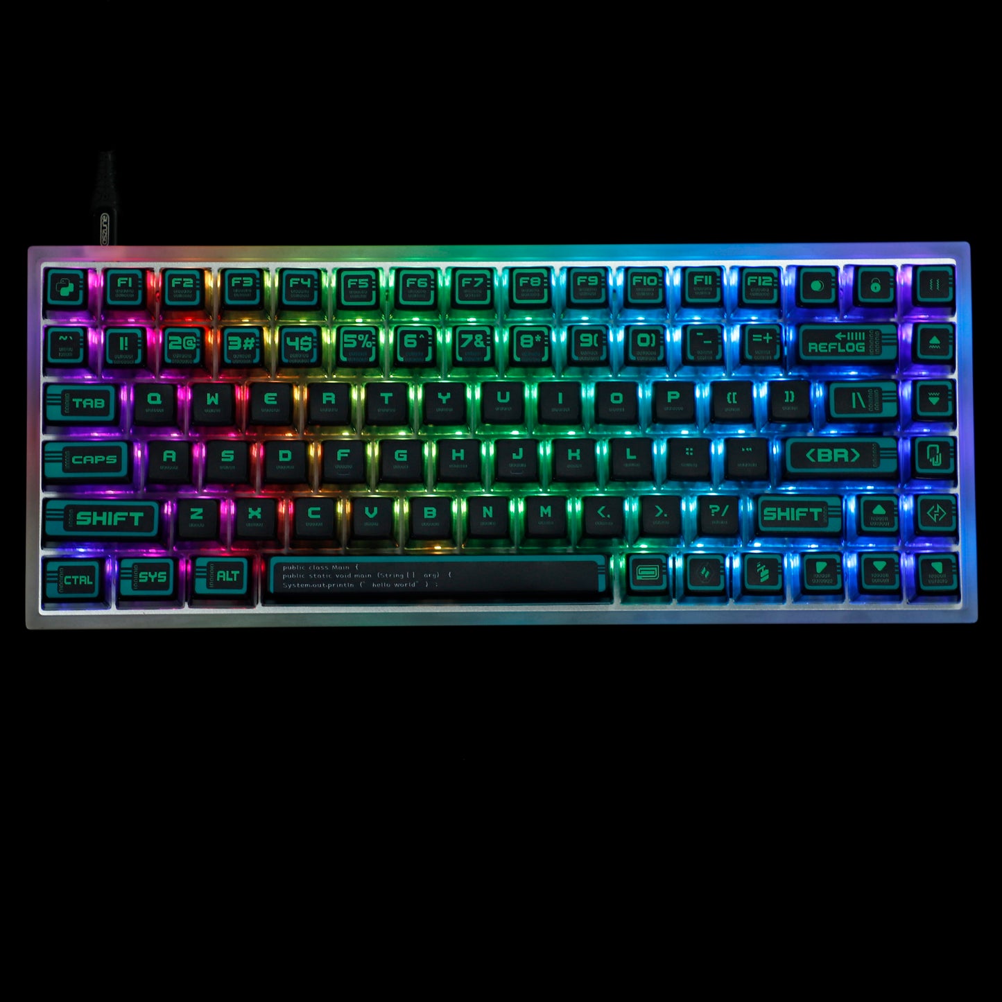 YMDK Green Cyber Style Pudding Smoky Keycaps(ASA Profile PBT Backlit)