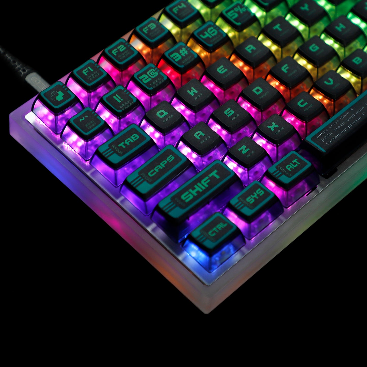 YMDK Green Cyber Style Pudding Smoky Keycaps(ASA Profile PBT Backlit)