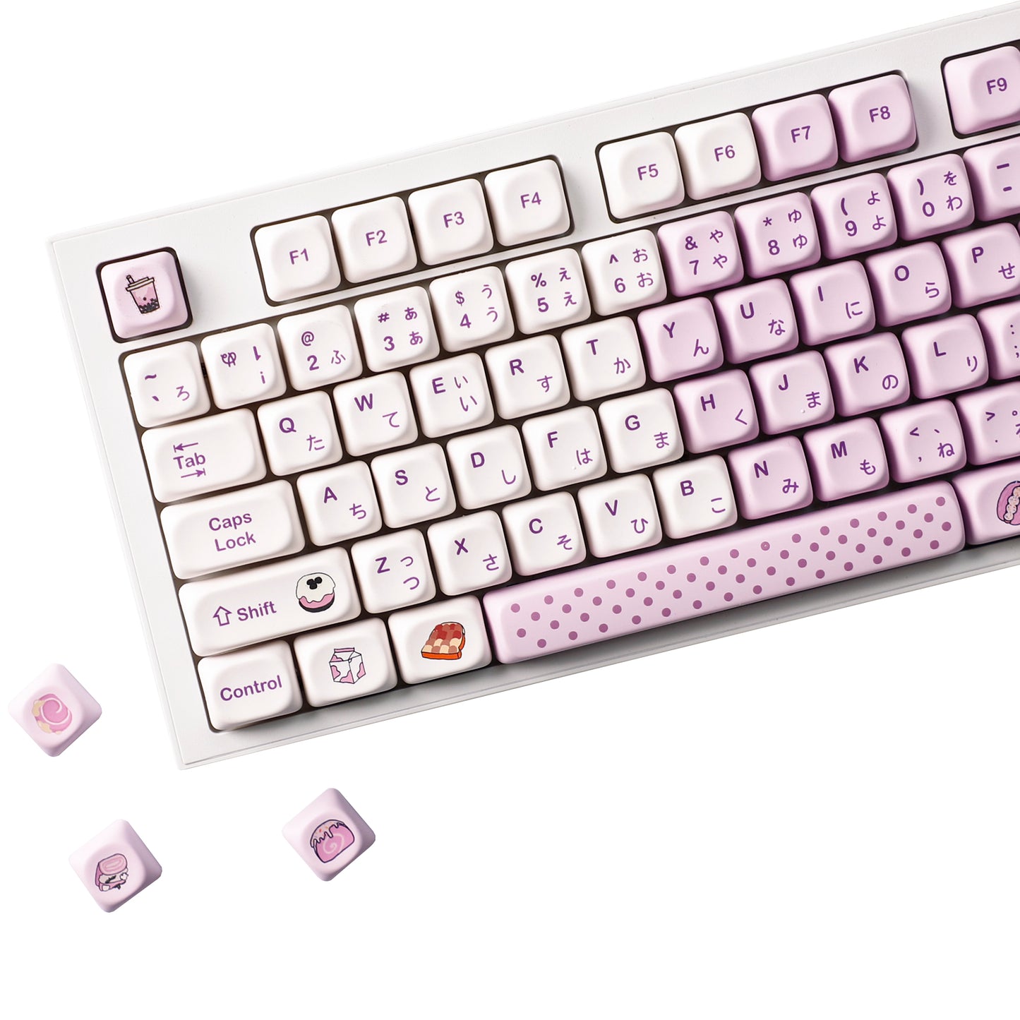 YMDK Taro Paste Bobo Theme Keycap 125 keys MOA Profile PBT Material Dye Sub Keycaps for 61/68/84/87/98/100 MX Mechanical Keyboard