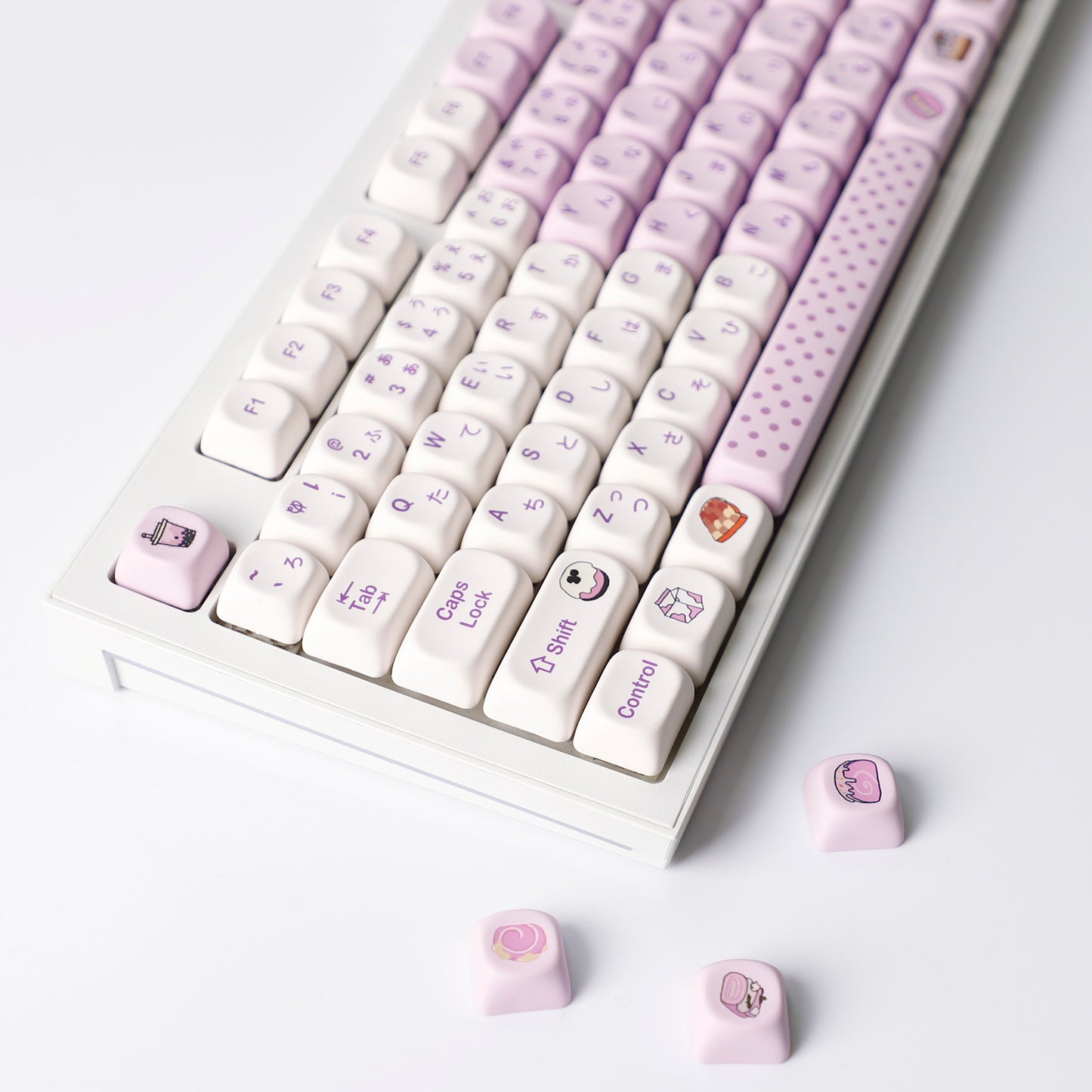 YMDK Taro Paste Bobo Theme Keycap 125 keys MOA Profile PBT Material Dye Sub Keycaps for 61/68/84/87/98/100 MX Mechanical Keyboard