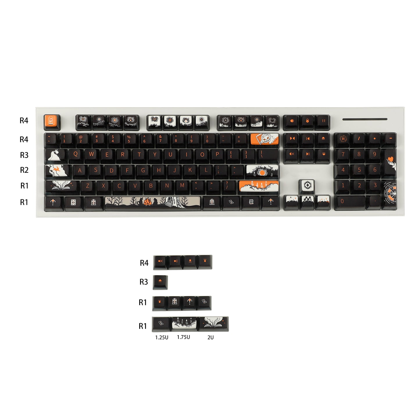 YMDK Dark Fairy Tale Pudding Smoky Keycaps(ASA Profile PBT Backlit)