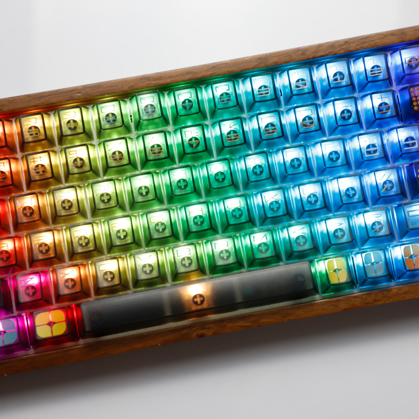 YMDK 122 Keys Exhibition Theme Five Sides Fog Keycaps Shine Through Cherry Profile PC UV Print Keycap for 61/64/68/75/84/87 MX Mechanical Keyboard