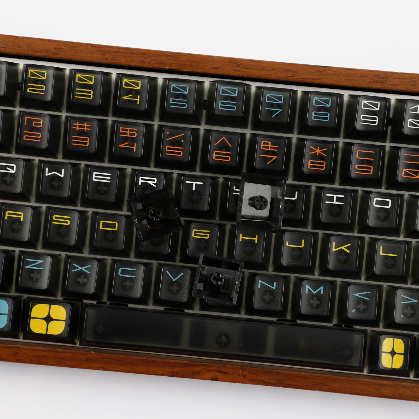 YMDK 122 Keys Exhibition Theme Five Sides Fog Keycaps Shine Through Cherry Profile PC UV Print Keycap for 61/64/68/75/84/87 MX Mechanical Keyboard