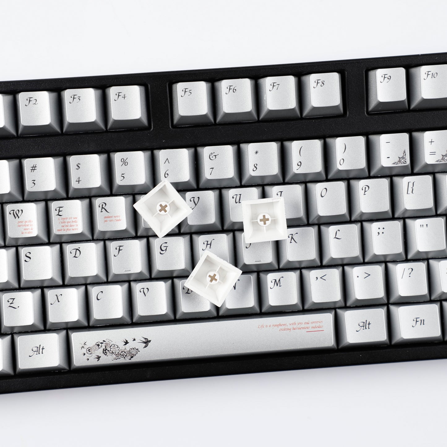 YMDK 126 keys Key of Time Theme Cherry Profile Metal Texture Keycaps Five-sided Dye Sub UV Print Keycap for 61/68/75/87/96/100/104/108 MX Mechanical Keyboard