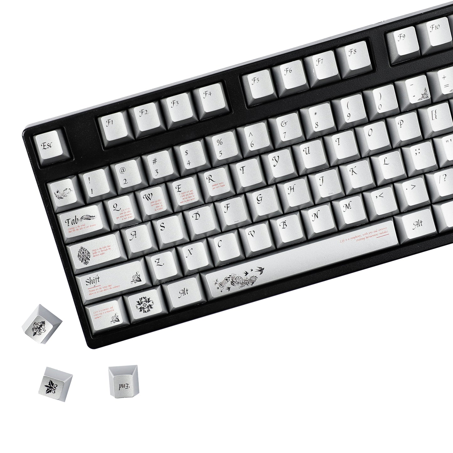 YMDK 126 keys Key of Time Theme Cherry Profile Metal Texture Keycaps Five-sided Dye Sub UV Print Keycap for 61/68/75/87/96/100/104/108 MX Mechanical Keyboard